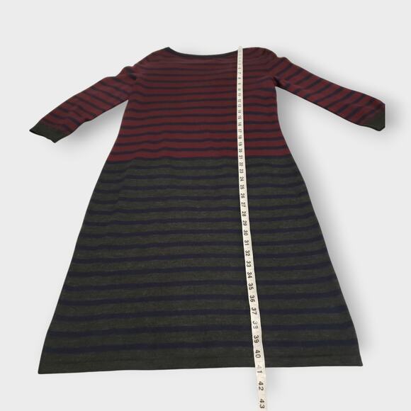 Talbots Wool Blend Striped Sweater Dress Burgundy Blue Sz Small Fall Business - Picture 11 of 11